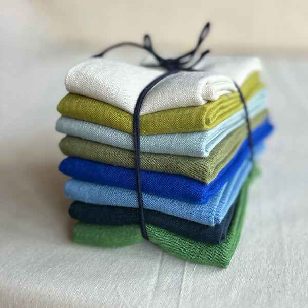 European Linen Bundle of 8 - Blues and Greens