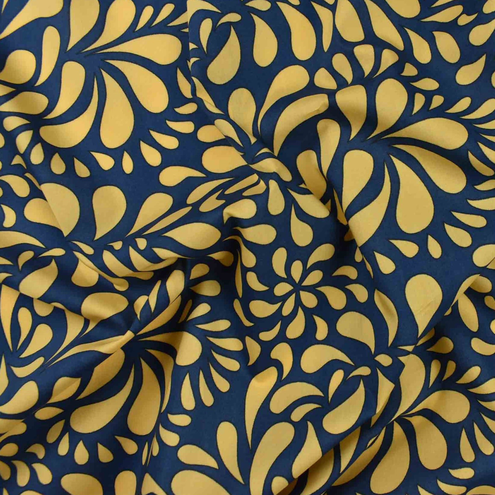 Luxury Printed Cotton Lawn - Marlin - Blue and Lemon