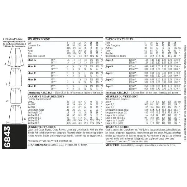 New Look 6843 - Misses Skirt