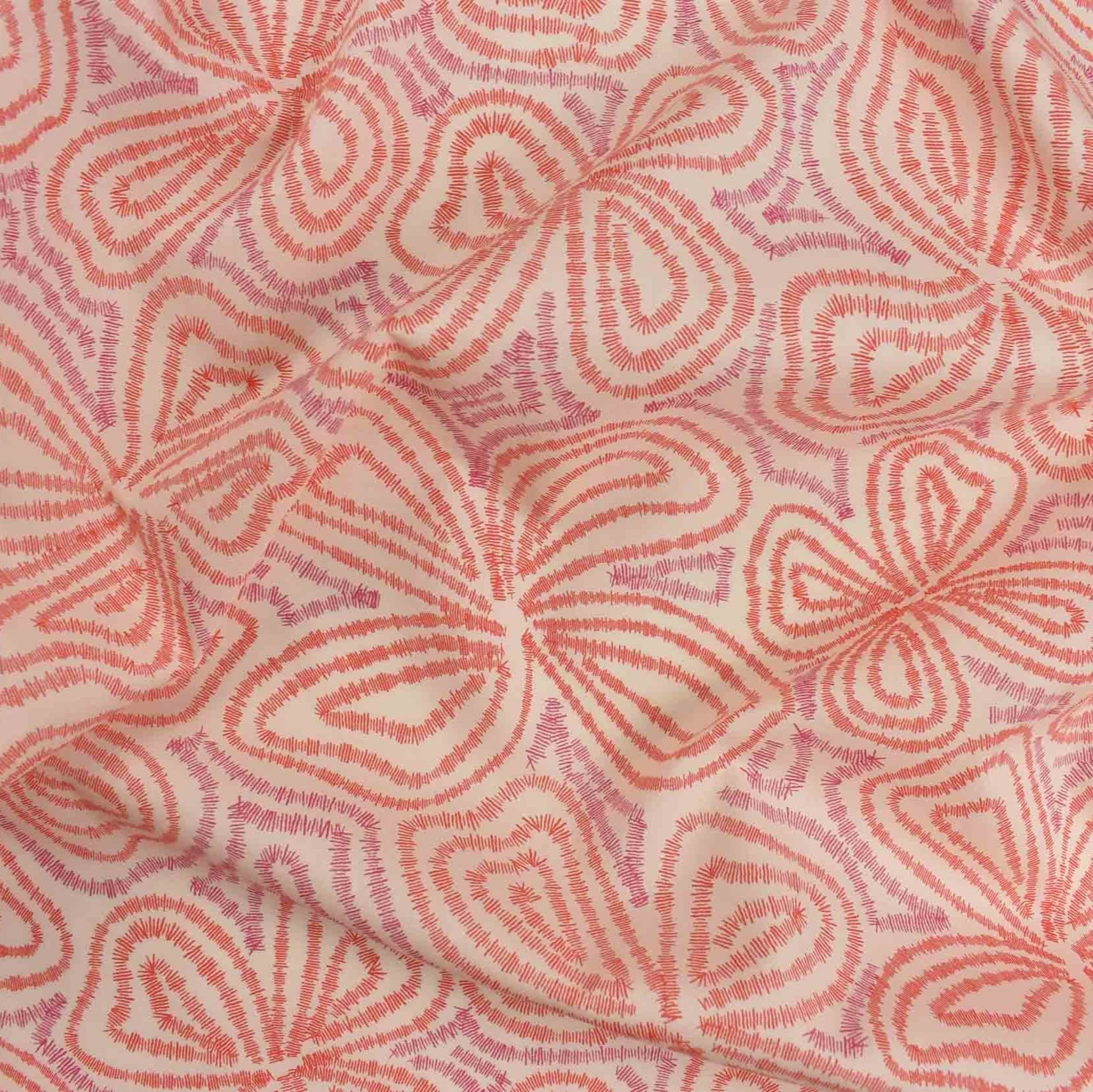 Luxury Printed Cotton Lawn - Nimbus - Pink & Orange
