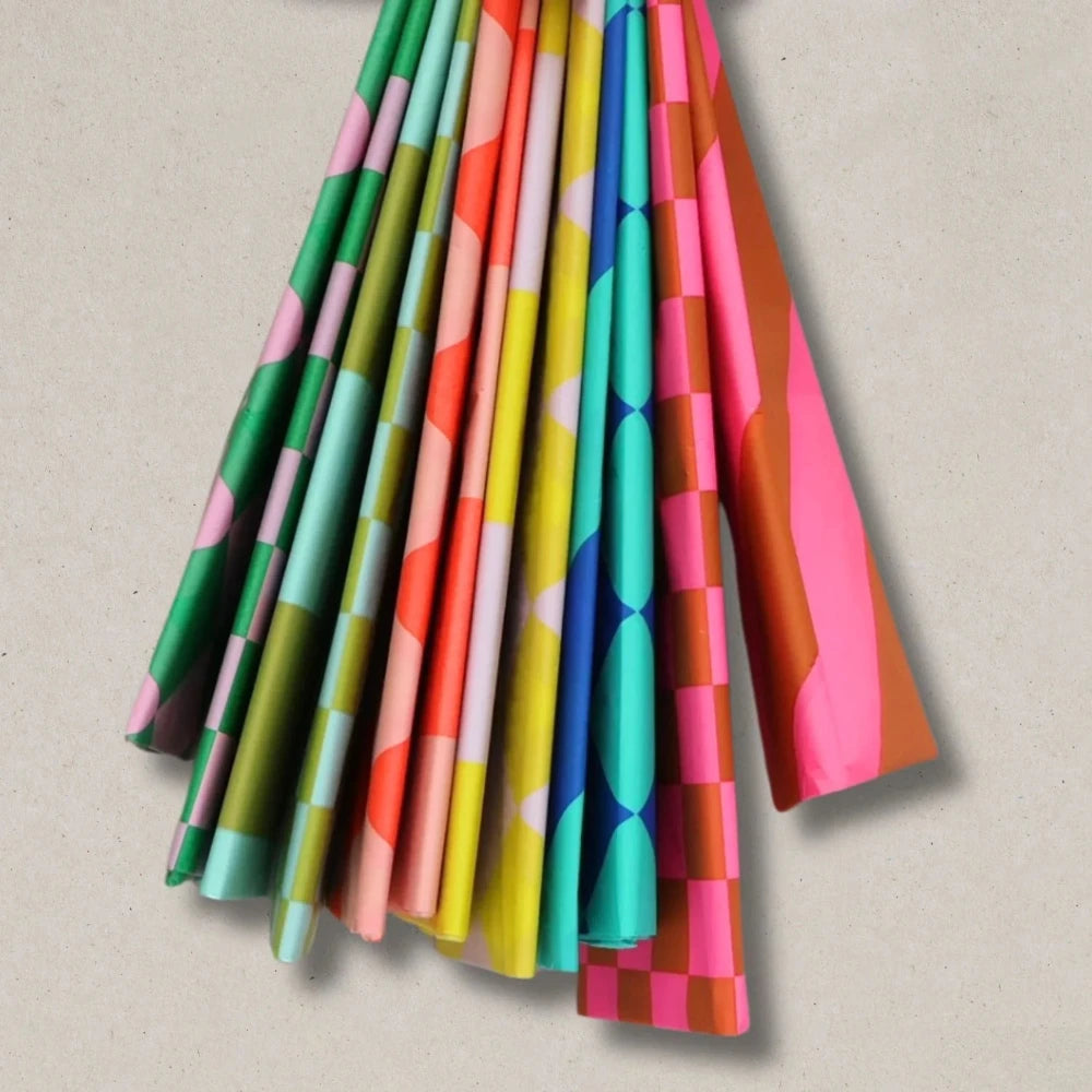 Luxury Tissue Paper - Diamond/Stripe - Acid Yellow/Dusty Lilac