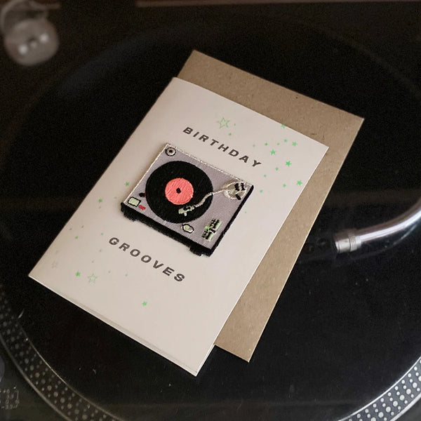 Iron-On Patch Greetings Card - Record Player