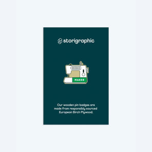 Wooden pin badge - Maker Series - Sewing Machine