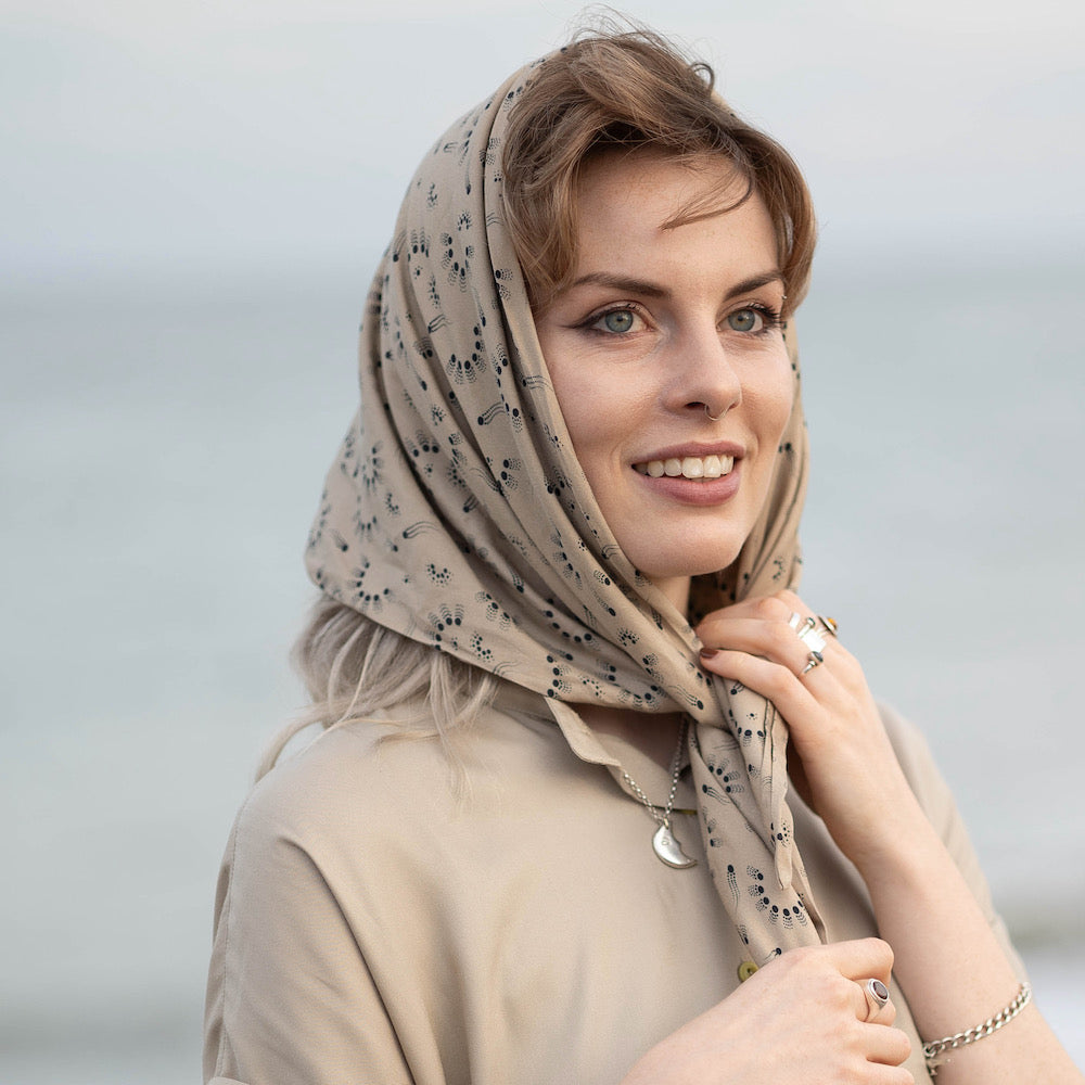 Panspermia Printed Viscose Twill - Spores - Bone