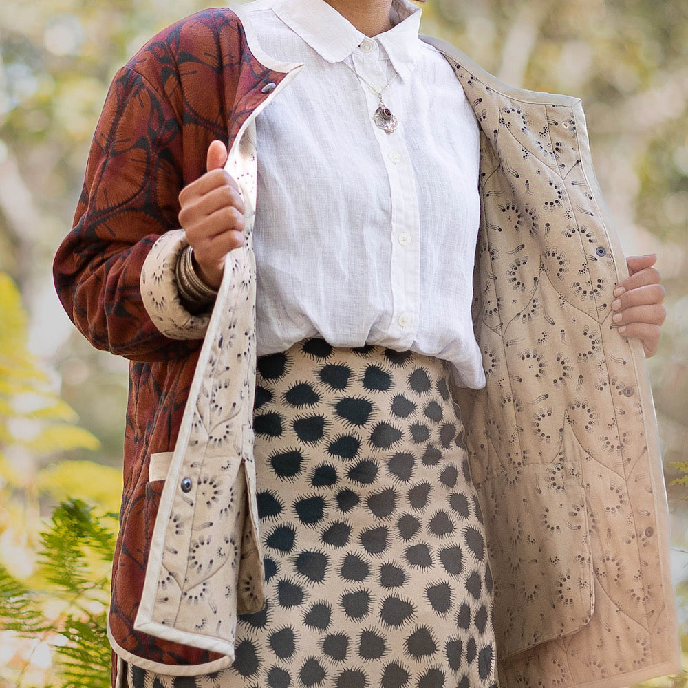 Panspermia Printed Viscose Twill - Spores - Bone