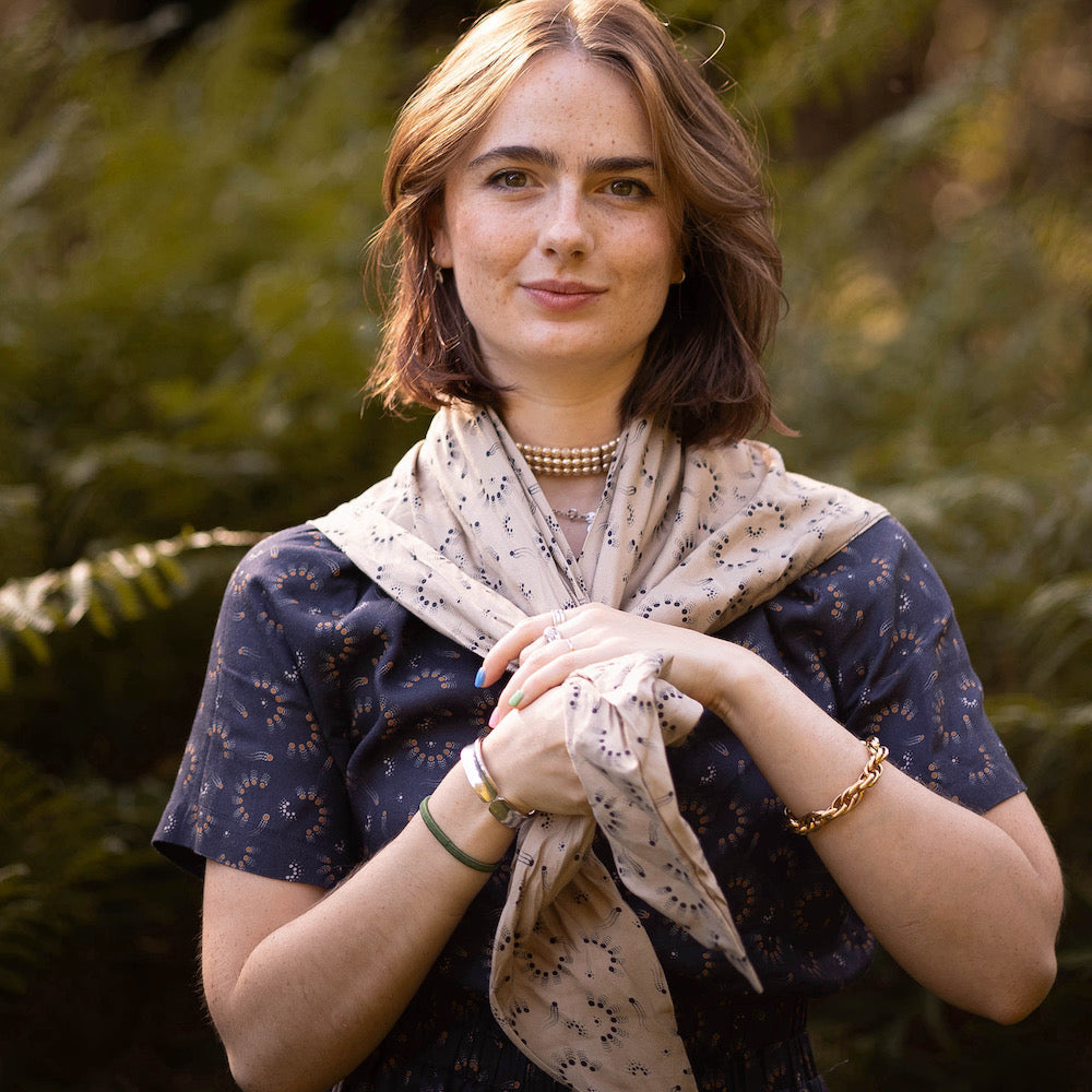 Panspermia Printed Viscose Twill - Spores - Bone