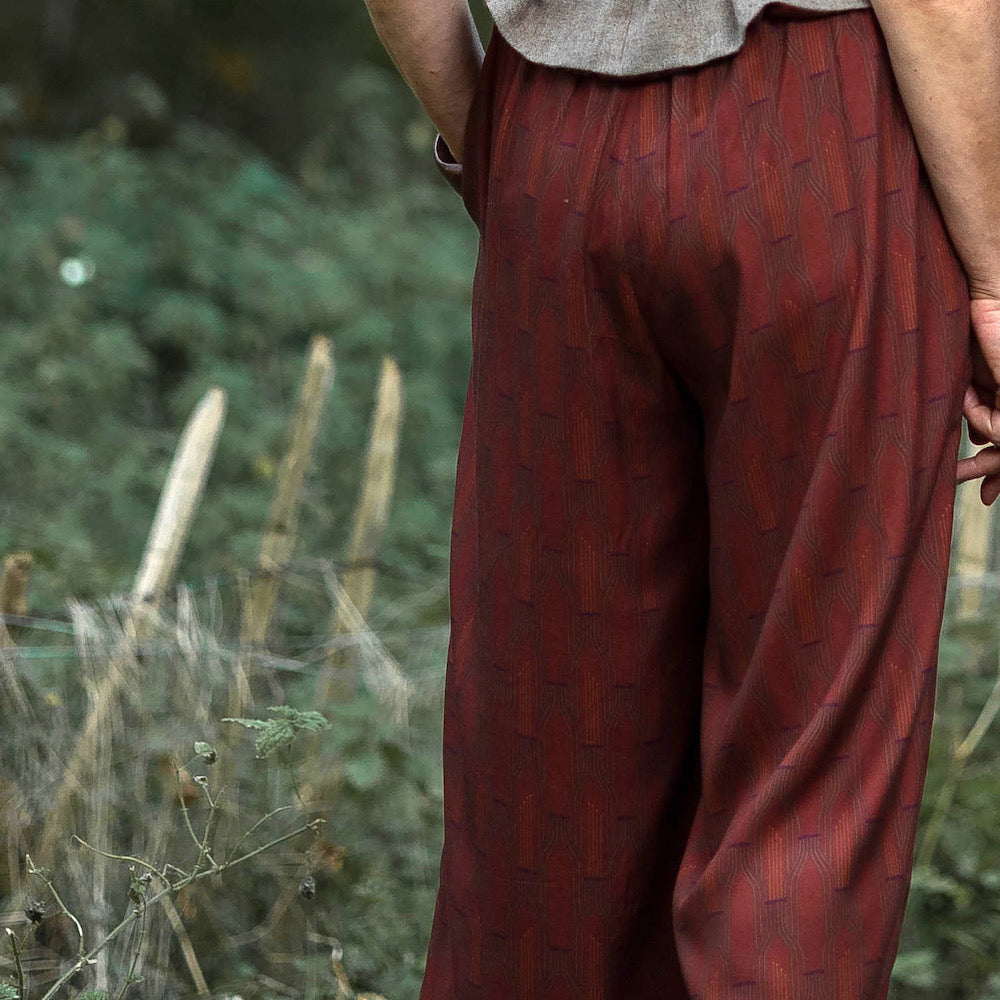 Panspermia Printed Viscose Twill - Stamen - Rust