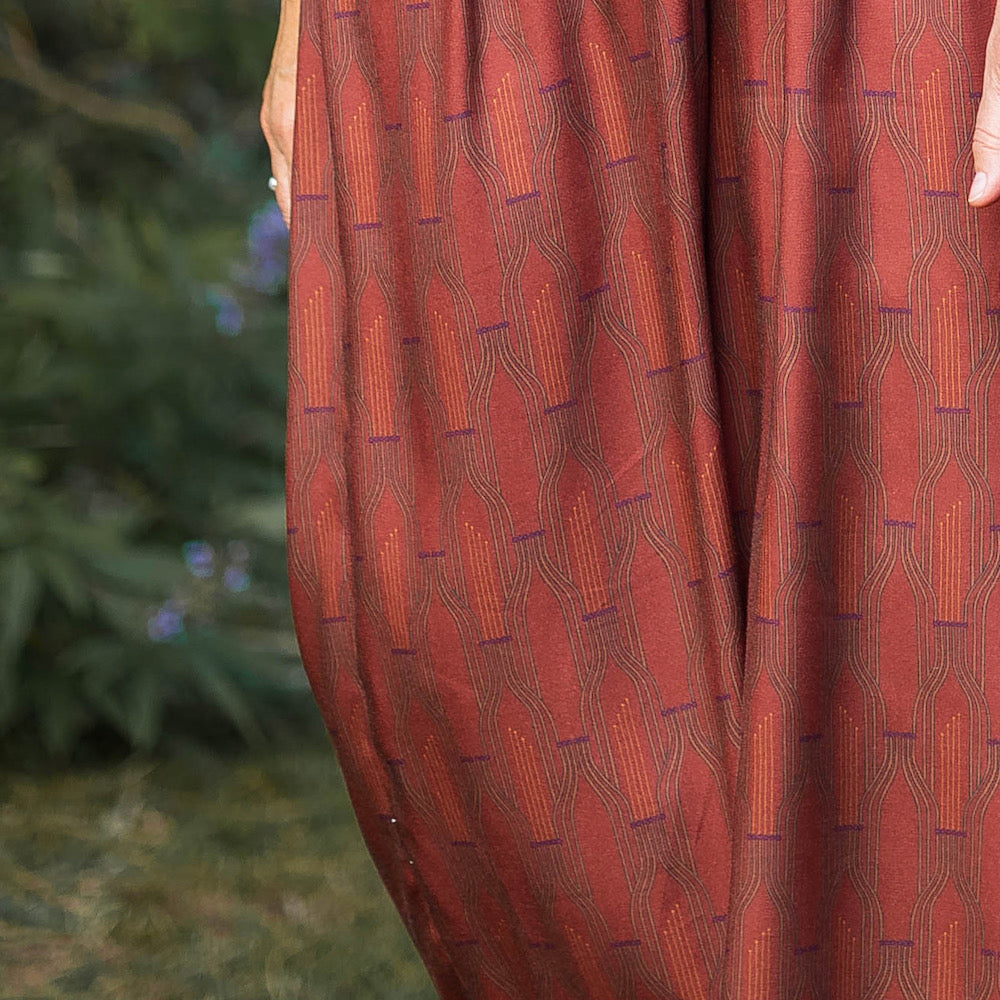 Panspermia Printed Viscose Twill - Stamen - Rust