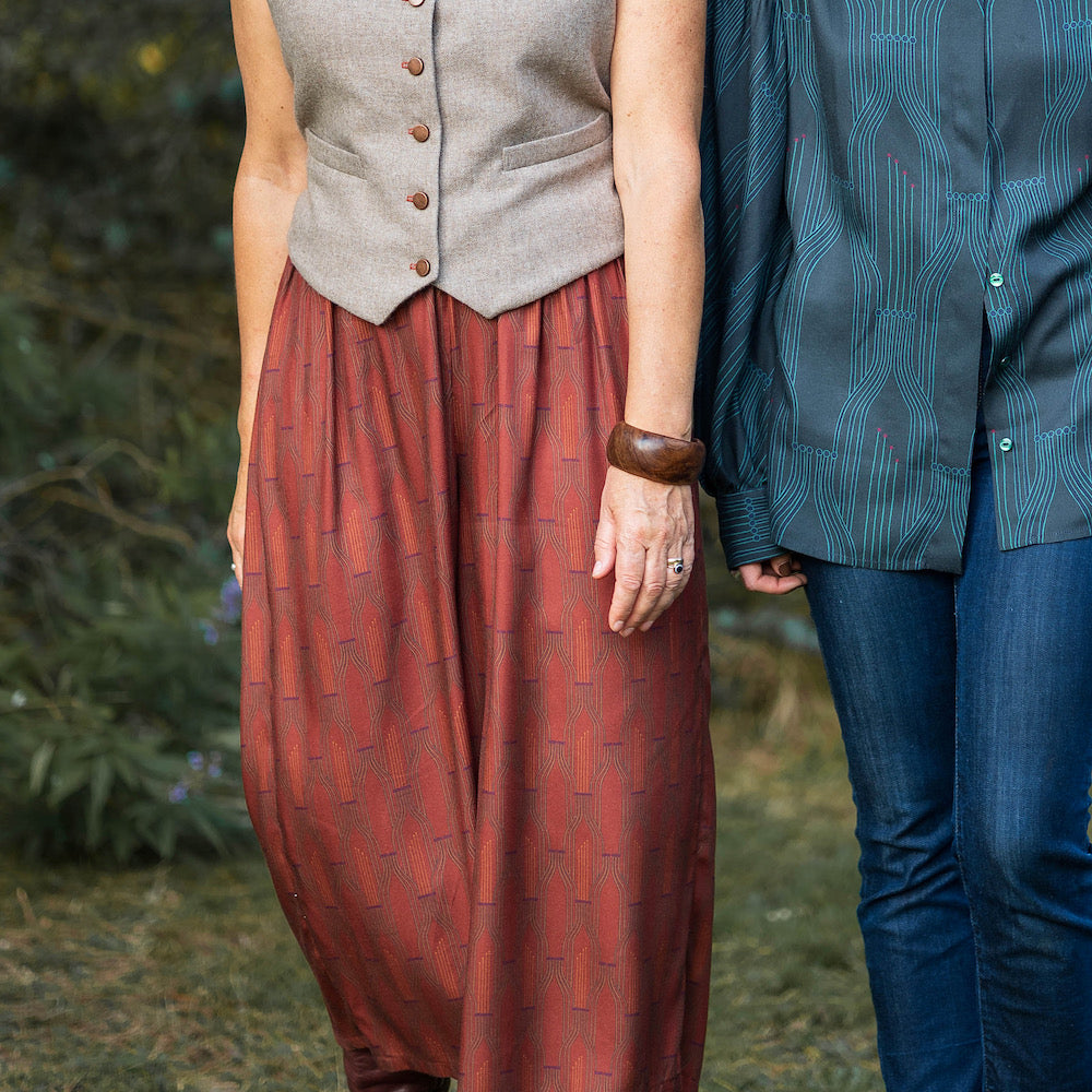 Panspermia Printed Viscose Twill - Stamen - Rust