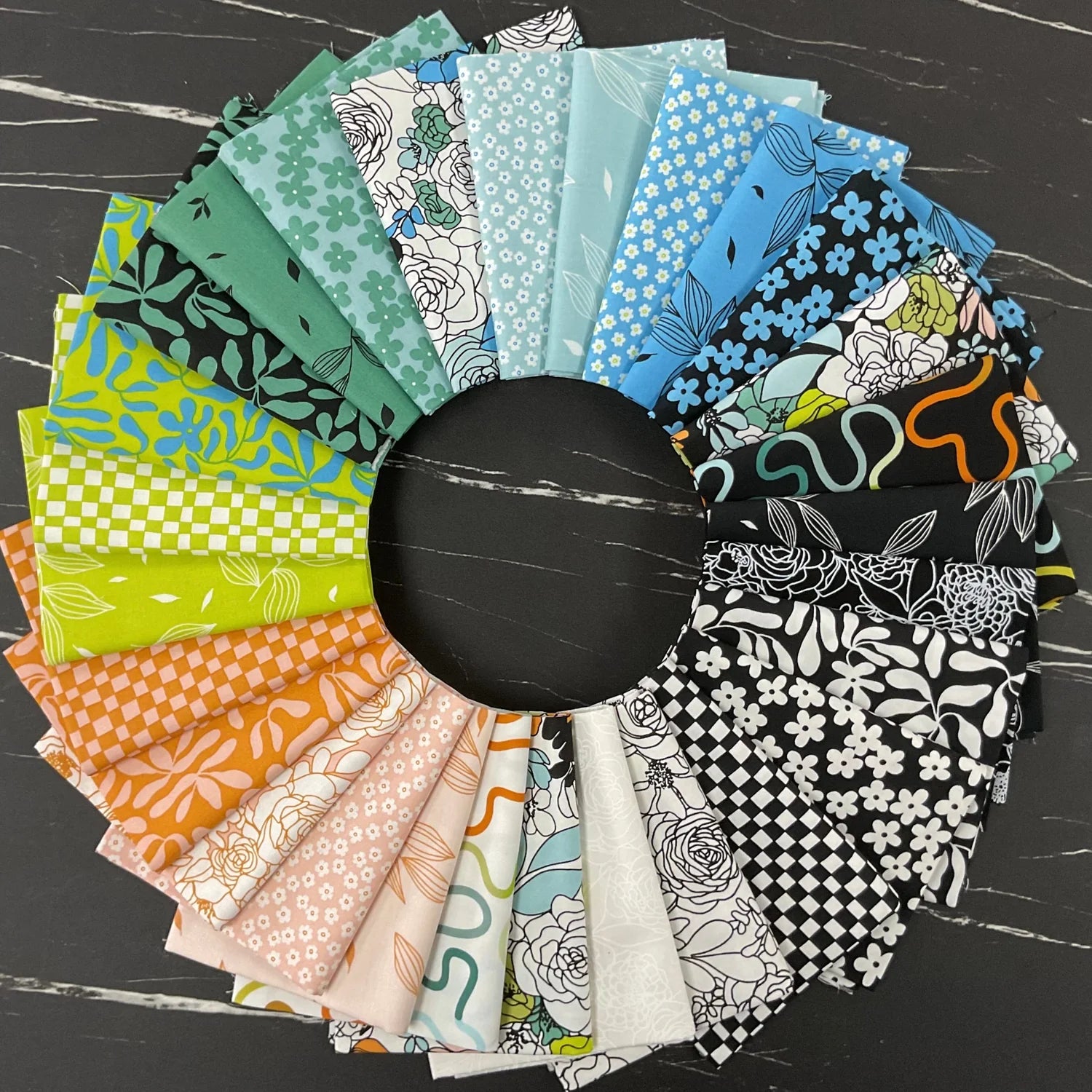 Printed Cotton Poplin - Alli K Design - True to Hue - Falling Leaves - Blue My Mind