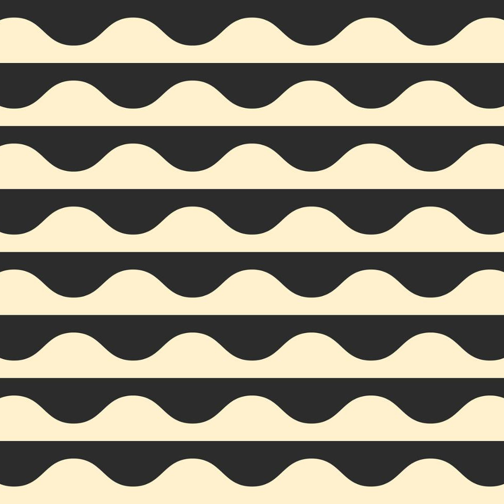 Drapey Cotton Print - Emily Van Hoff Groove - Wavy Stripe - Tuxedo