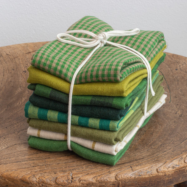 European Linen Bundle of 8 - Green Mix