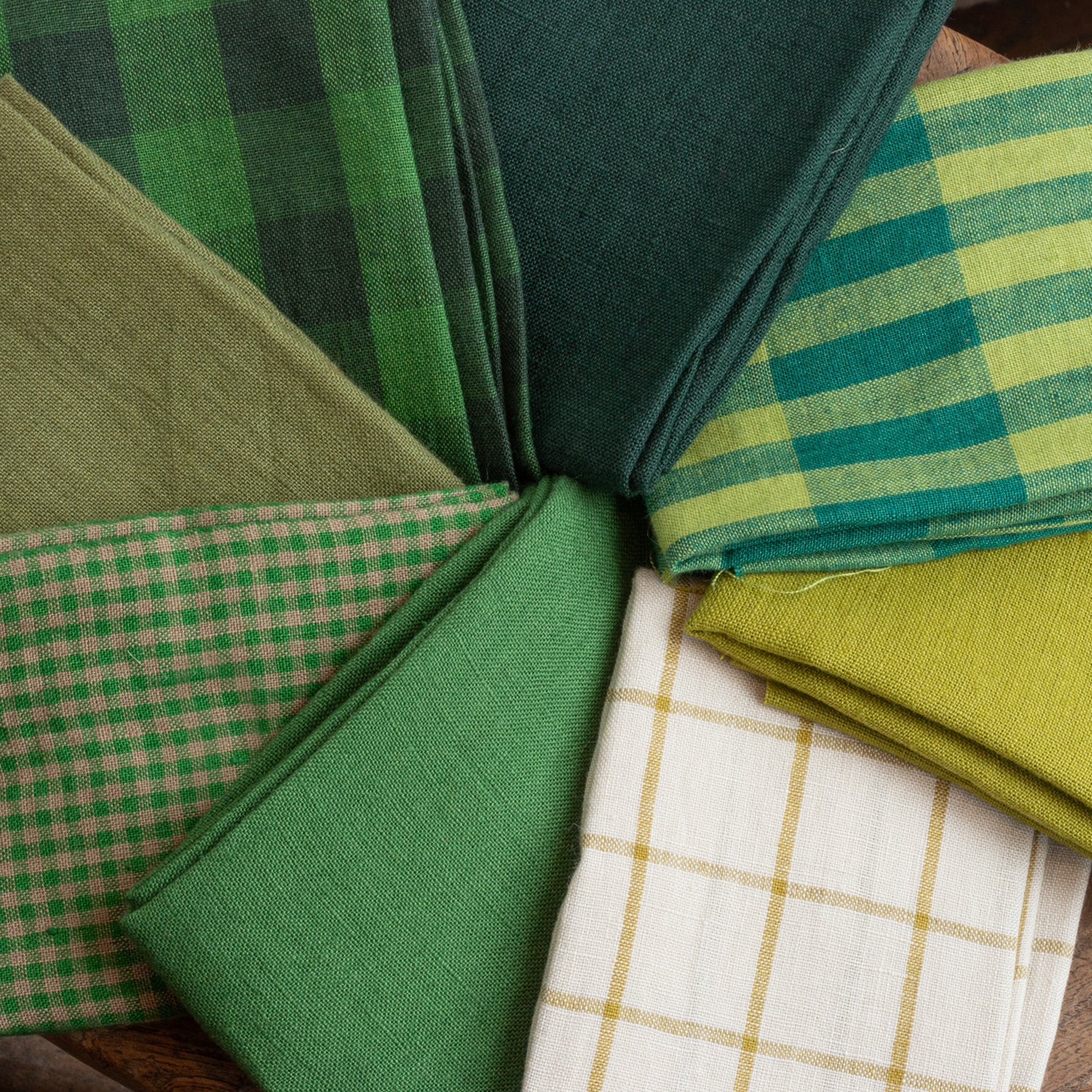 European Linen Bundle of 8 - Green Mix