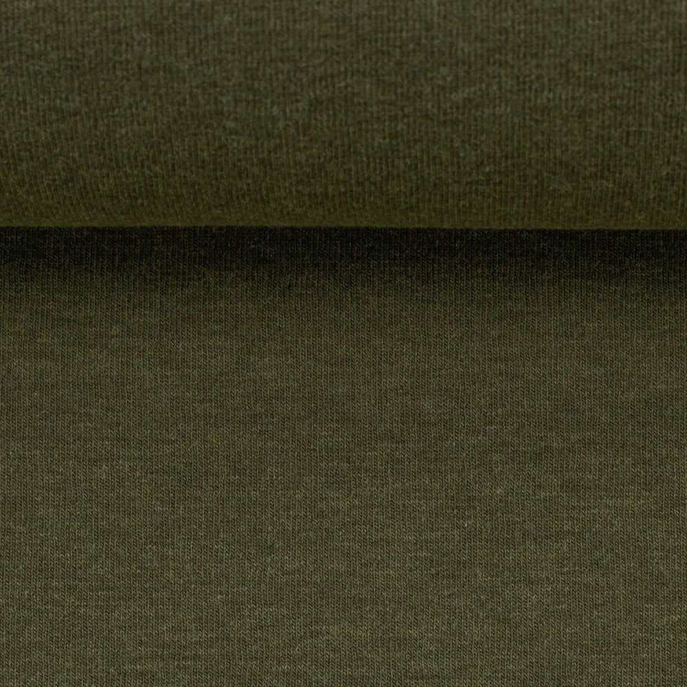 Medium Weight Cotton Terry - Khaki Green Melange