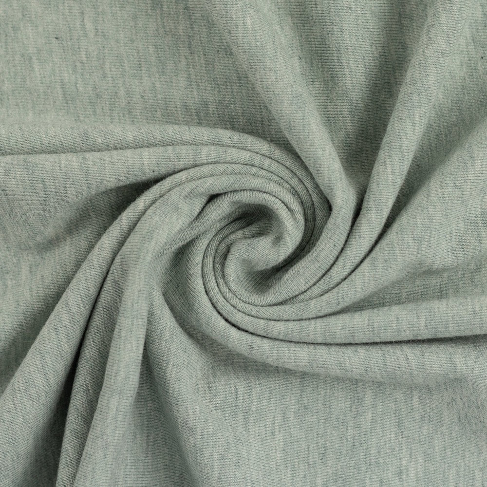 mint green melange soft cotton stretch jersey fabric