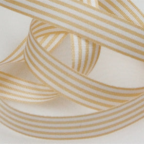 Candy Striped Ribbon 9mm - Fawn