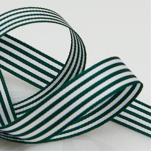 Candy Striped Ribbon 9mm - Bottle Green