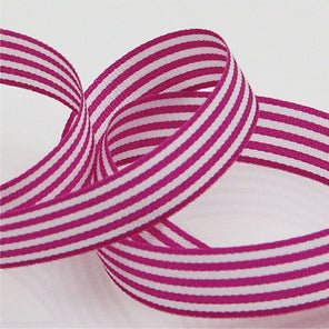 Candy Striped Ribbon 9mm - Magenta
