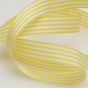 Candy Striped Ribbon 9mm - Limoncello