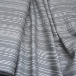 silver grey woven cotton fabric with white stripes