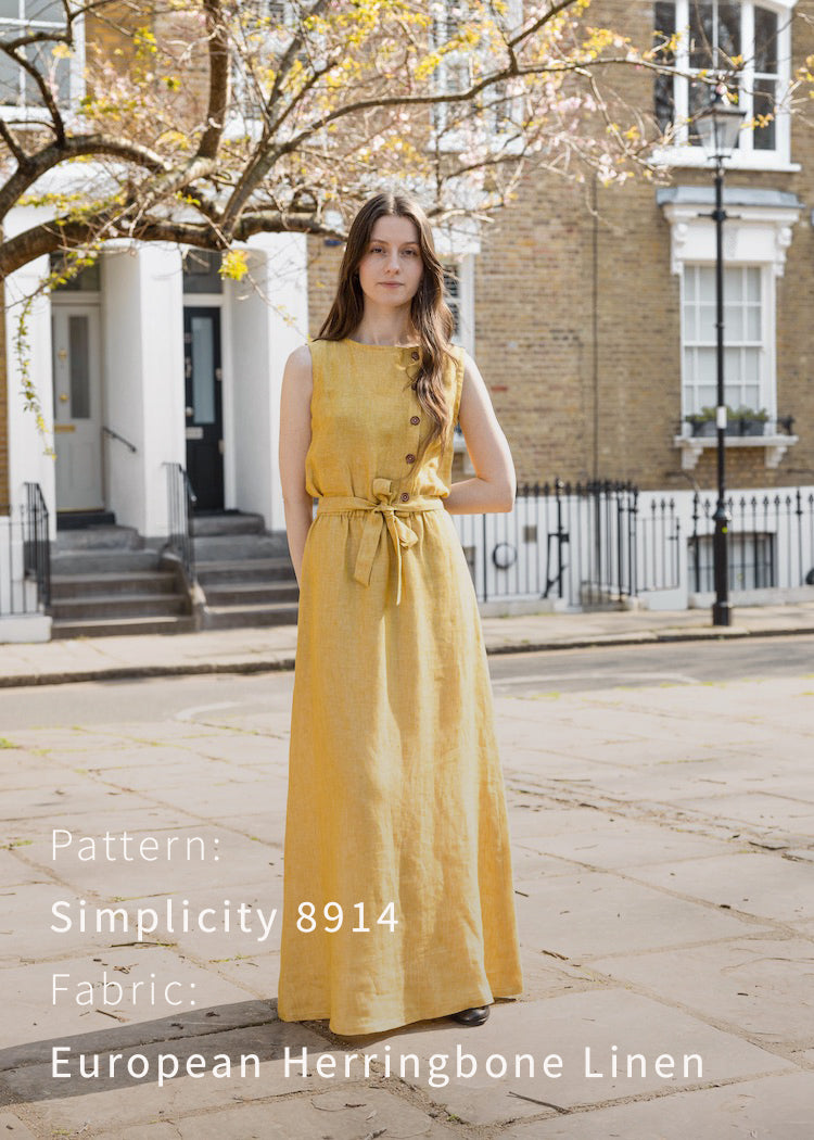 European Herringbone Linen - Moth