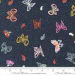 Printed Cotton Poplin - Songbook - Flutter By Butterflies - Navy