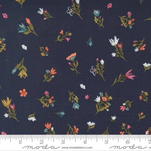 Printed Cotton Poplin - Songbook - Small Floral - Navy