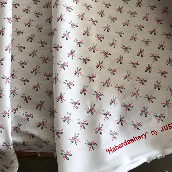 Haberdashery Cotton Lawn - White Scissors
