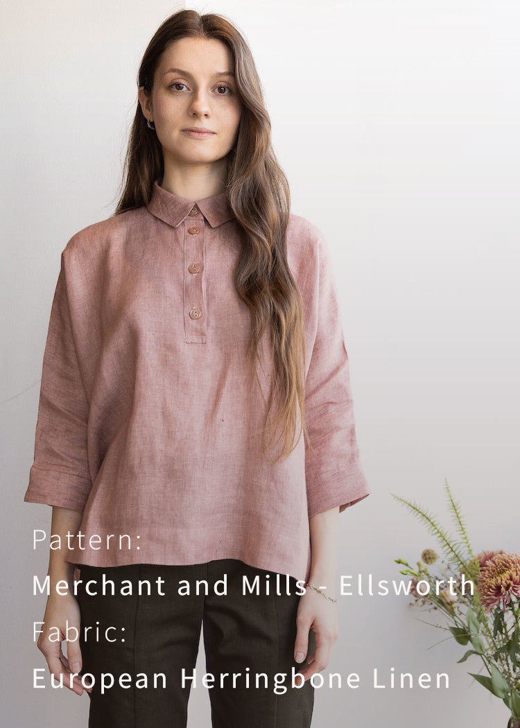 European Herringbone Linen - Powder