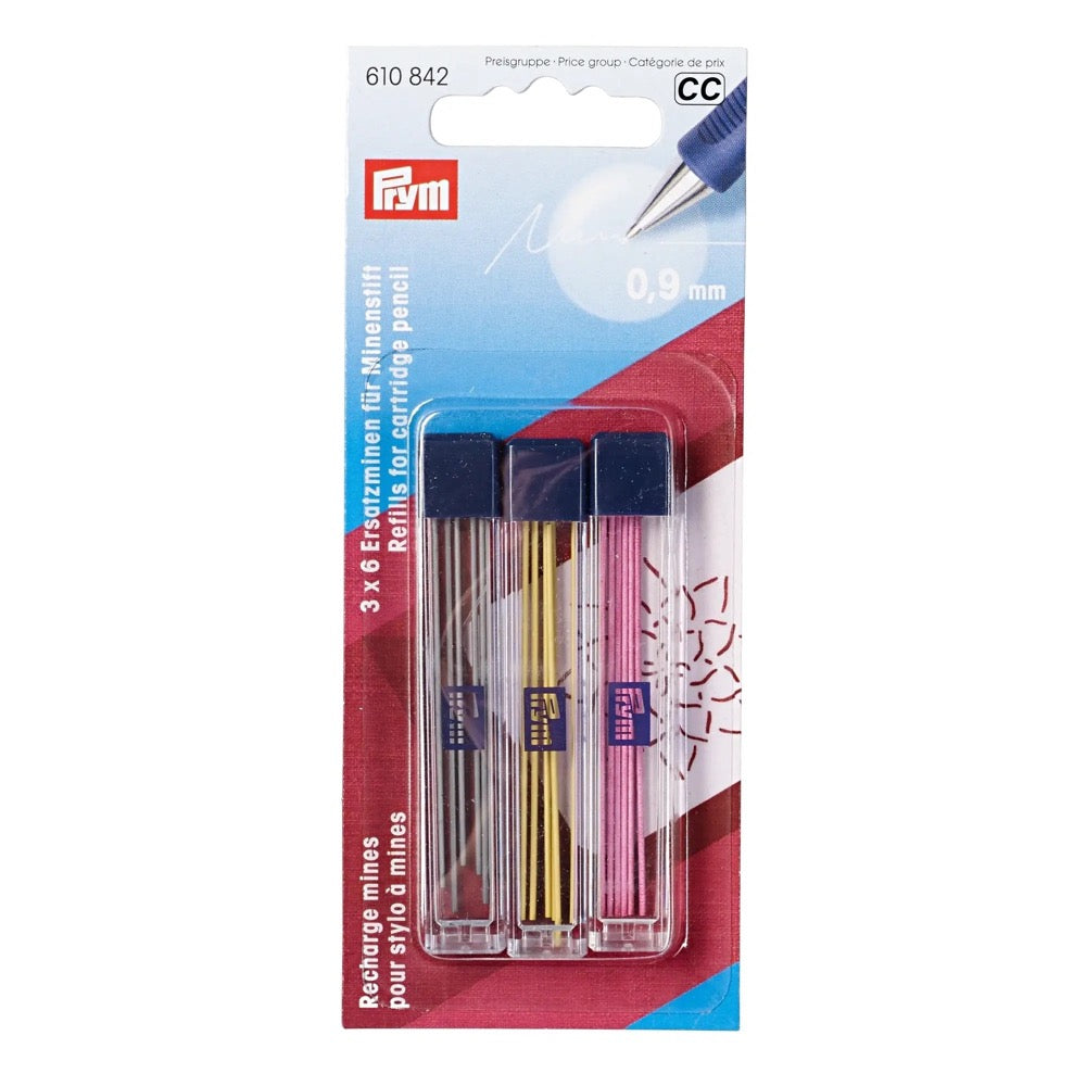 Prym 610842 - Refills for Cartridge Pencil, Ø 0.9mm - Coloured