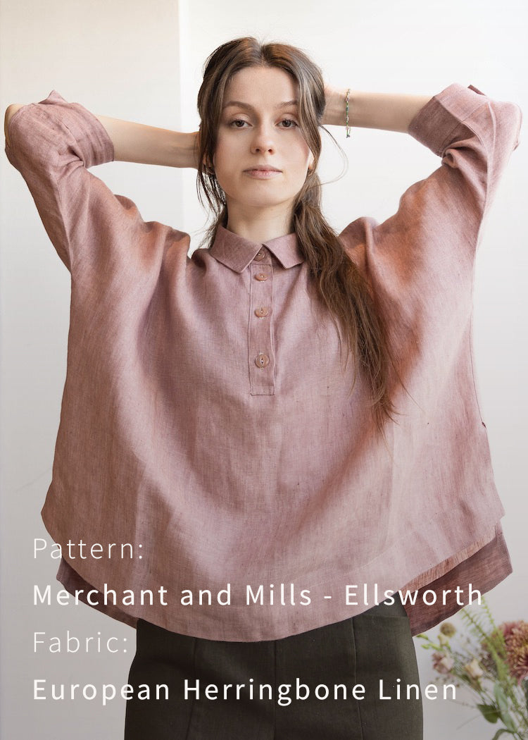 European Herringbone Linen - Bracon Ash