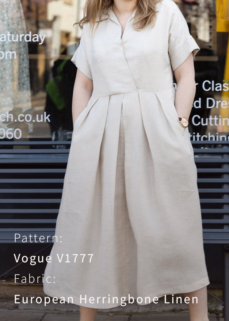 European Herringbone Linen - Moth