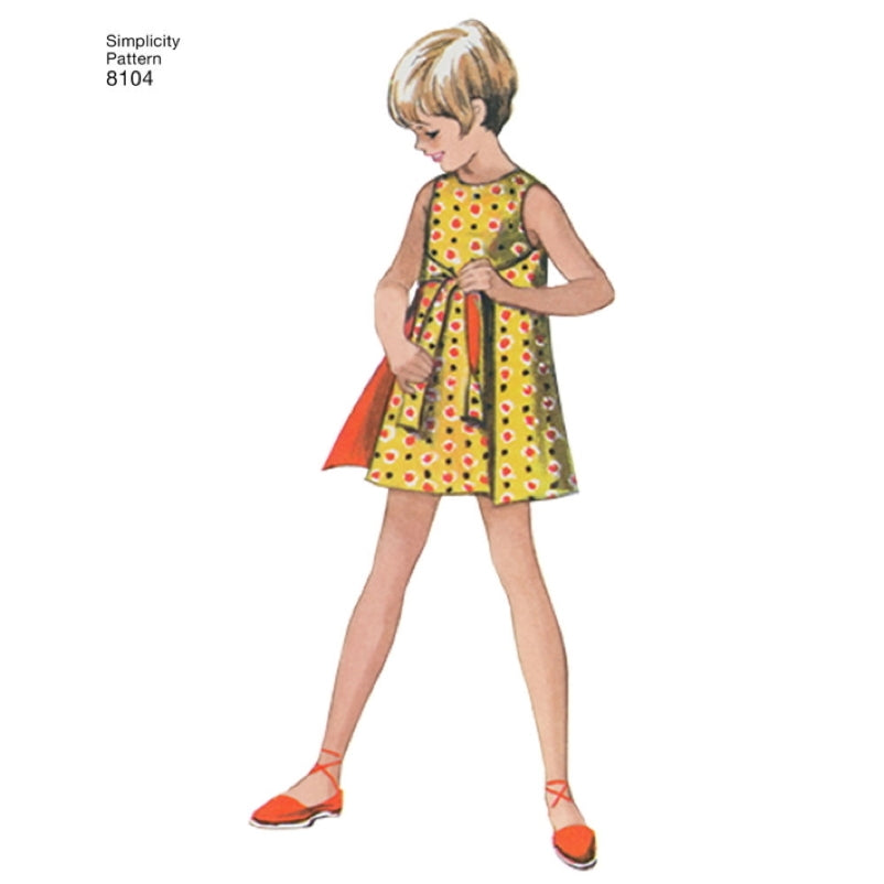 Simplicity Girls' 8104 - Girl's & Teen's Jiffy Reversible Wrap Dress - discontinued