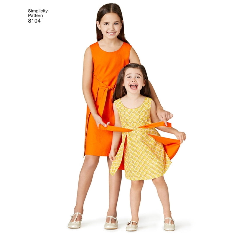 Simplicity Girls' 8104 - Girl's & Teen's Jiffy Reversible Wrap Dress - discontinued