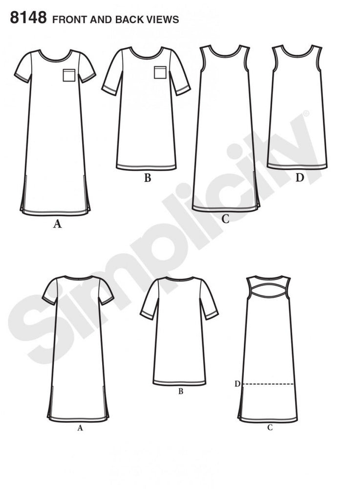 Simplicity Girls' 8148 - Girl's & Teen's Short & Maxi Knit Dresses