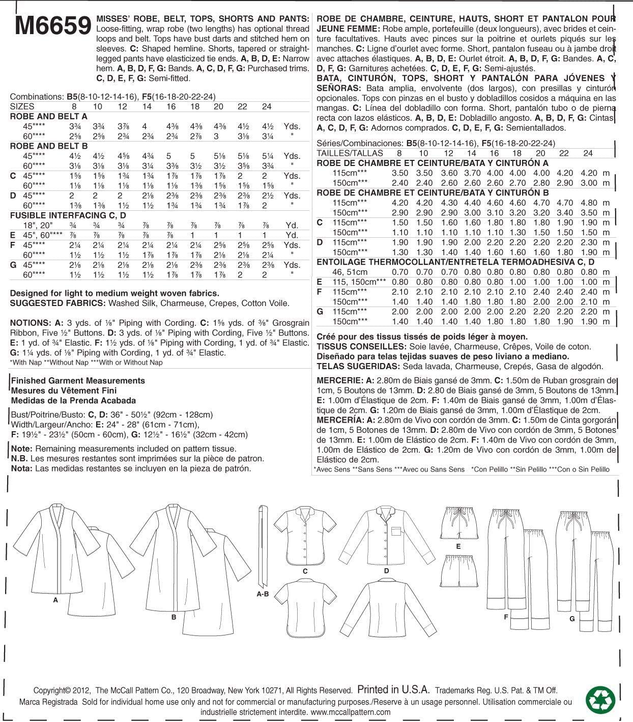 McCall's 8056 - Misses Robe, Belt, Tops, Shorts, and Pants #IrisMcCalls