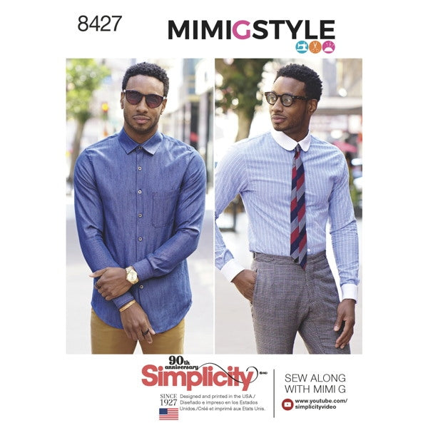 Simplicity Mens' 8427 - Men's Fitted Shirt with Collar and Cuff Variations