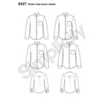 Simplicity Mens' 8427 - Men's Fitted Shirt with Collar and Cuff Variations