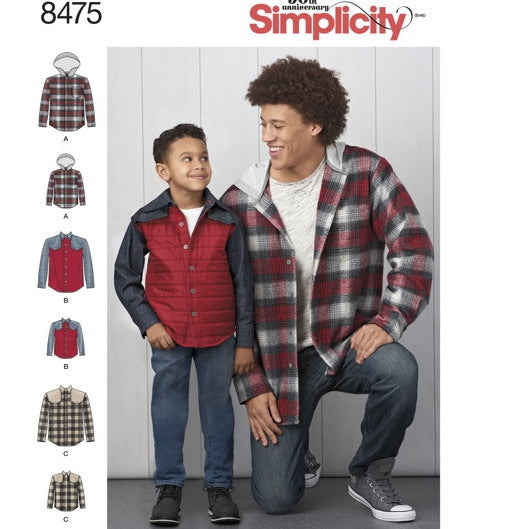 Simplicity Boy's & Men's 8475 - Shirt and Shirt-Jacket - discontinued