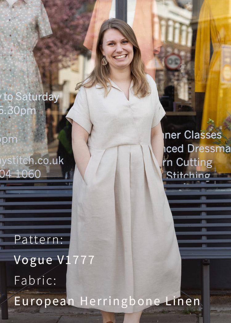 European Herringbone Linen - Powder