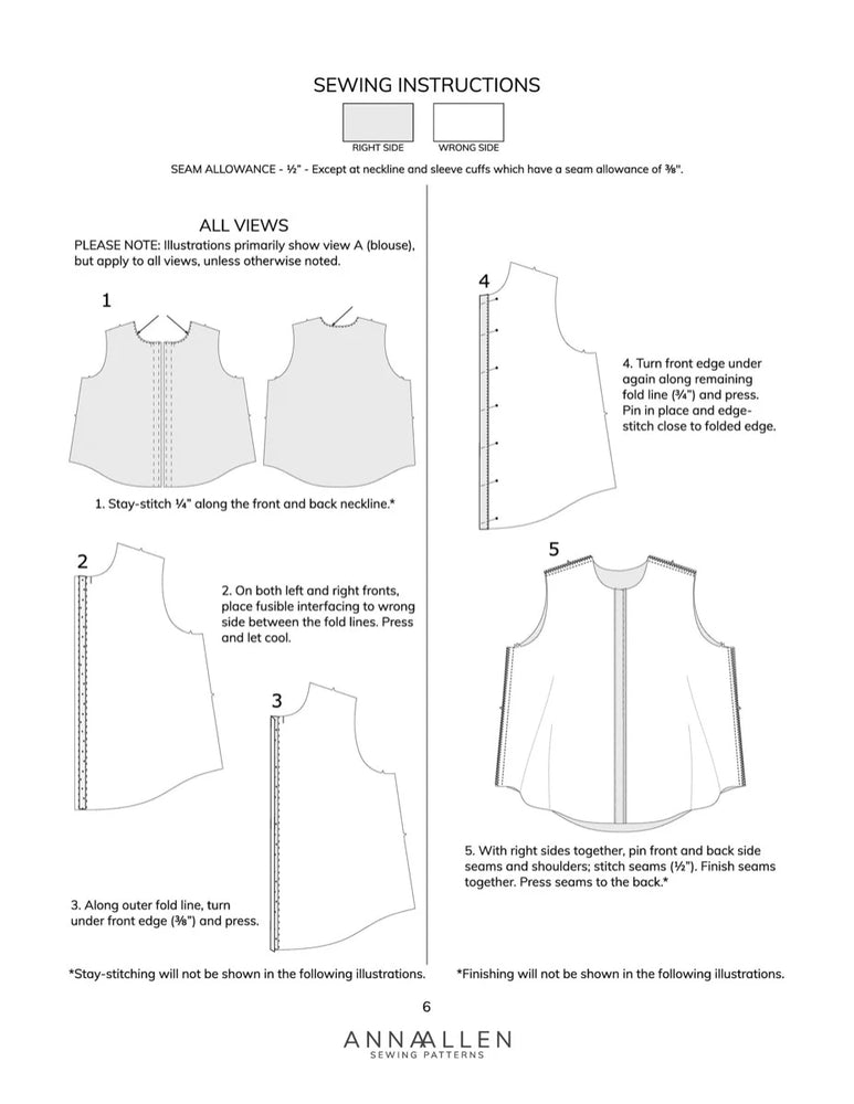 Anna Allen Clothing - Anthea Blouse & Dress - PDF Pattern