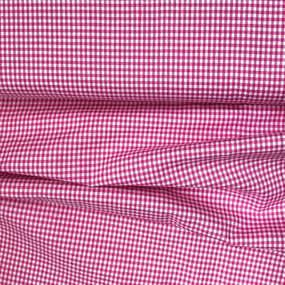 Wide Cotton Gingham - Bright Pink/White 2mm