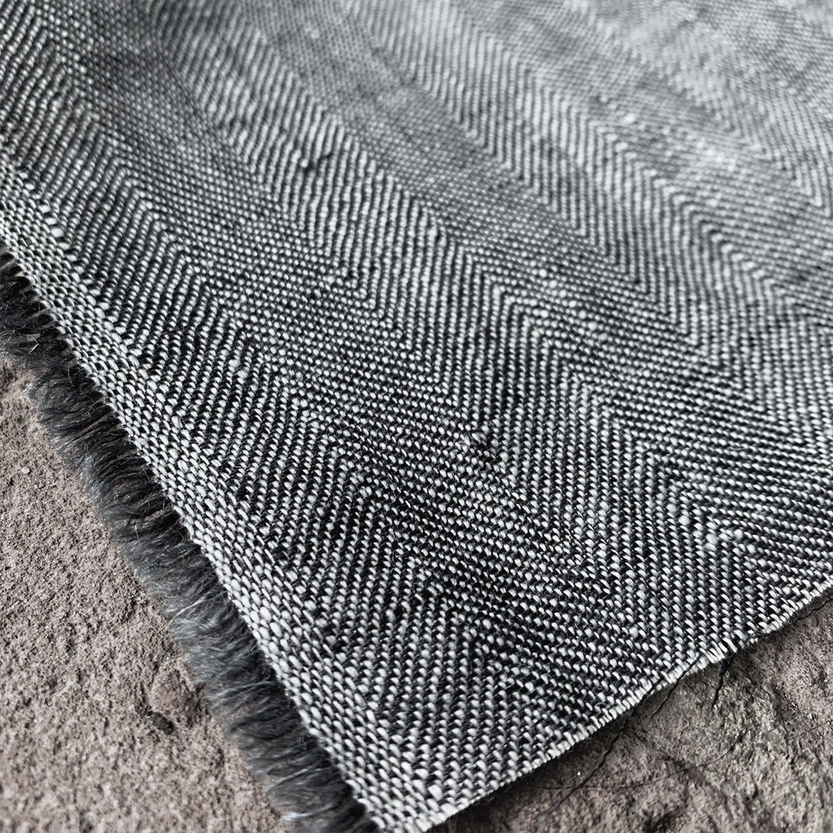 European Herringbone Linen - Bracon Ash