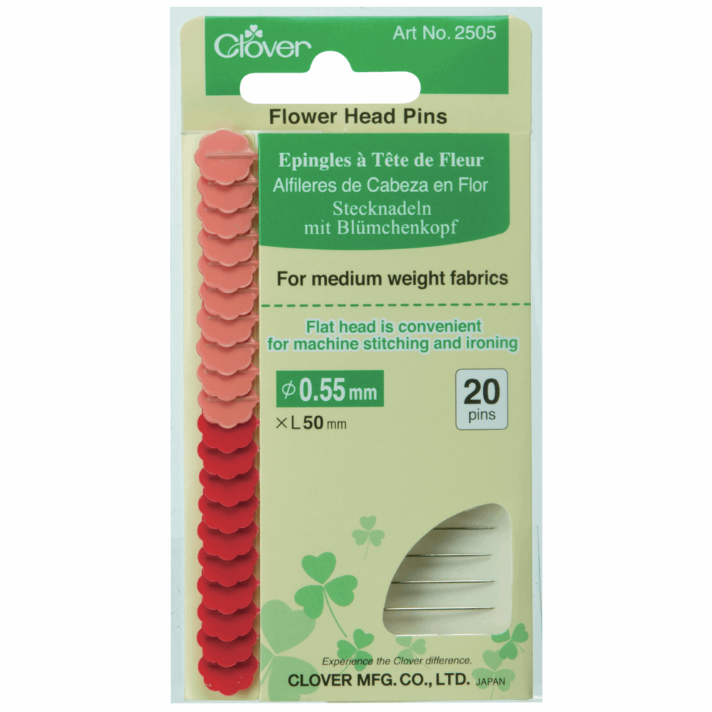 Clover 2505 - Medium W. Flower Head Pins Pack x 20