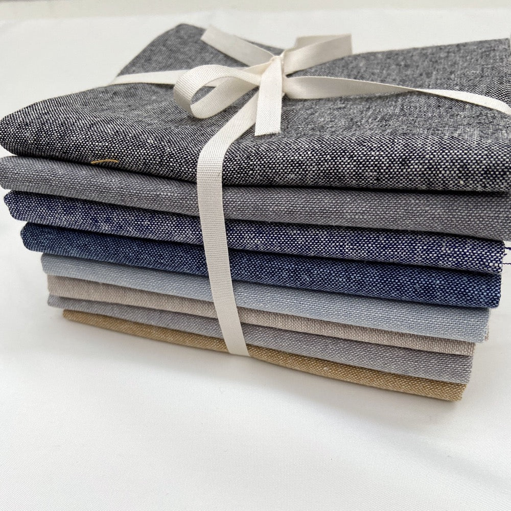 Essex Linen Mix Chambray - Fat Quarter Bundle x 7