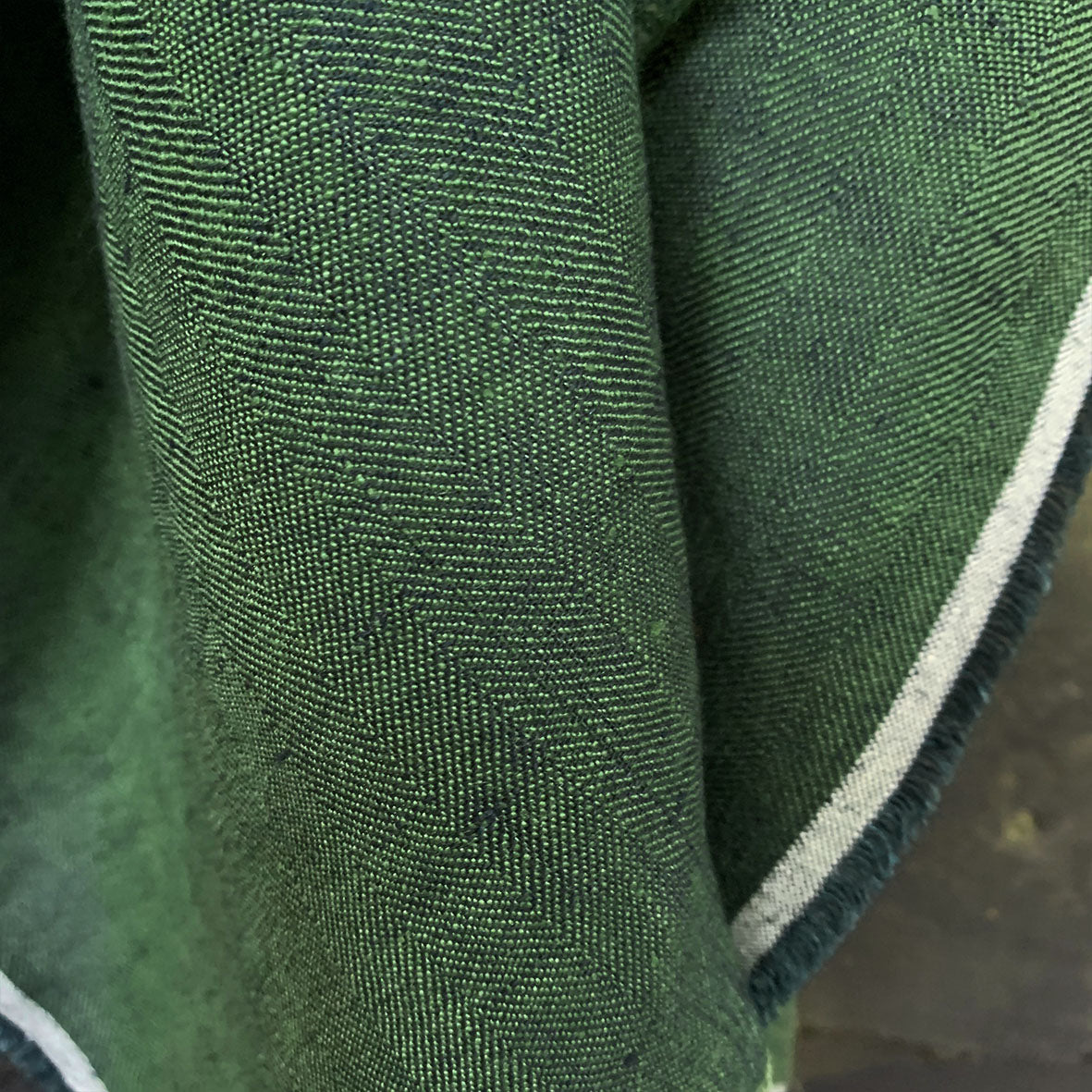 European Herringbone Linen - Dam Green