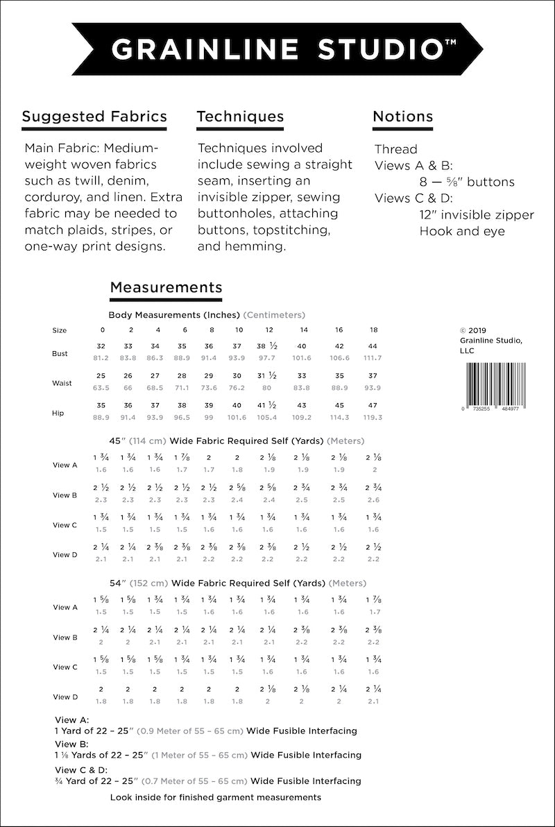 Grainline Studio - Reed Skirt - Sizes 4-34