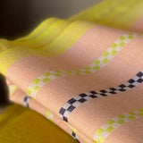 Printed pink and yellow cotton fabric