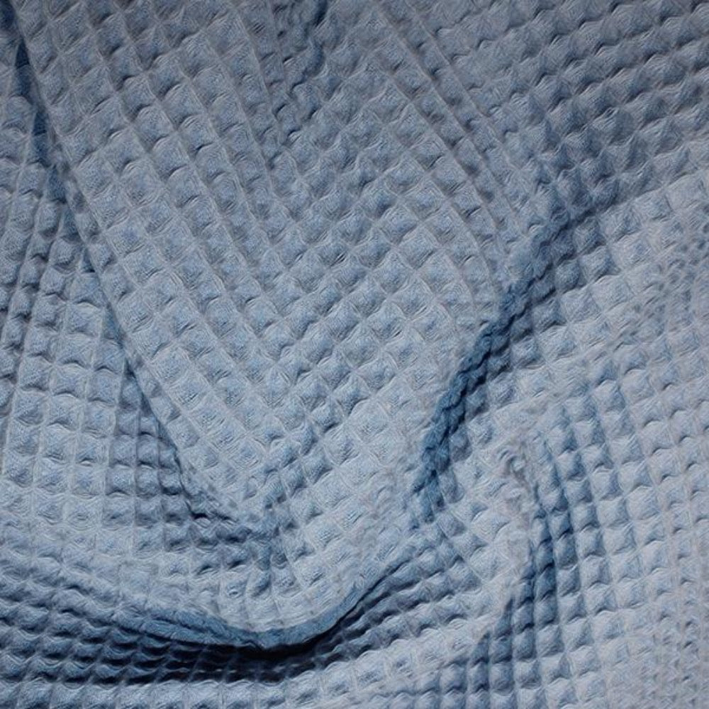 dusty blue cotton waffle dressing gown fabric