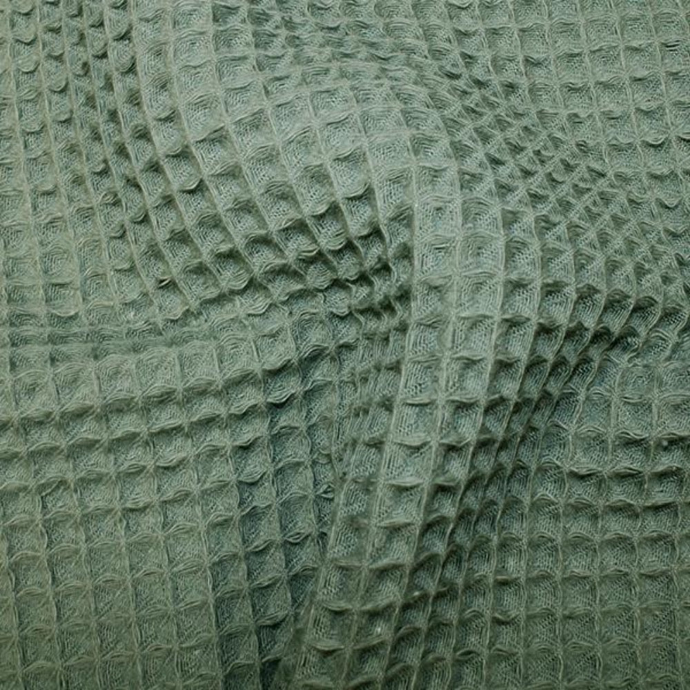 sage green cotton waffle dressing gown fabric